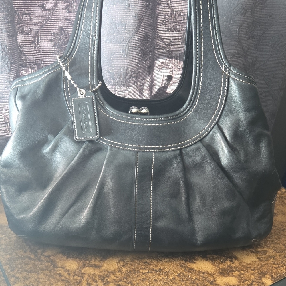 Coach Black Leather Shoulder Bag